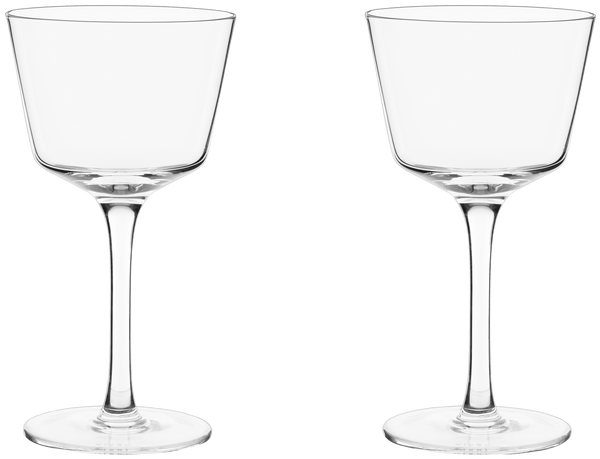 2 NICK and NORA / high quality Small Wine Glasses • Striking Wafer like a Harlequin's Collar • Tall and Elegant